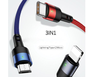 USAMS Kabel pleciony 3w1 0,35m 2A (lightning/microUSB/USB-C) - 1569027 - zdjęcie 4